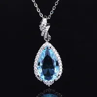 luxo designer de jóias mulheres diamante azul com cristal colar de prata esterlina 925 congelado para fora correntes cruzadas pingente colares de jóias NE1147