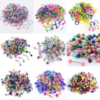10PCS/Set Color Mixing Fashion Body Piercing Jewelry Acrylic& Stainless Steel Eyebrow Bar Lip Nose Barbell Ring Navel Earring Gift