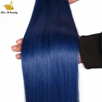 青い色の手の縛られた髪の緯生のレミーの処女未満の生の人間のヘアバンドル手作りのヘアチュエンション100g 6pcs 12-24inch