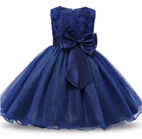 Neonate Dress Party Lace Dress Bambini 8 colori 3D Rose Flower Abiti Vestiti per bambini Ragazze Abiti da principessa