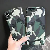 Fajna armia camo kamuflaż futerały na telefon dla iPhone X XS XR XS MAX 6 6S 7 8 Plus X Fashion Army Green Leather Soft TPU Grover Case