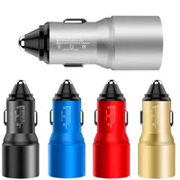 Alloy Metal 5V 2.1A Dual Usb ports Car Charger Auto Power Adaptor For IPhone 12 13 Samsung huawei android phone gps pc