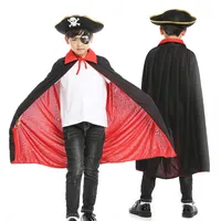 الجملة هالوين الأحمر الأسود تأثيري القراصنة عباءة مجموعة مع قبعة عباءة العين التصحيح لفتاة وصبي