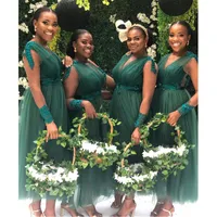 2020 Arabisch donkergroen een lijn prom jurken lange mouwen geappliceerd groenblauw lengte formele avondfeest vestidos de festa speciale bruidsmeisje jurk