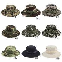 18styles Military Boonie Hat Camouflage Wide Brim Hats Cowboy Sun Hat Fishing Army Bucket Cap Outdoor Tactical Caps GGA3176-1