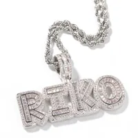 Hip Hop Nome personalizado Colar pendente de carta com corda de corda grátis Bling de zircônia de zircônia jóias pendentes