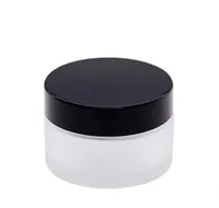 Frosted Glass Jar Cream Flessen Ronde Cosmetische Kruiken Hand Gezicht Verpakking Flessen 15G 20G 30G Pot met Black Cap 400pcs Lot