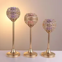 Kristal Metal Mum Tealight Sahipleri Düğün Parti Masa Centerpieces için Şamdanlar Şamdanlar Standı Şamdan Tatil Ev Dekorasyon