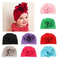 Flickor Baby Cotton Cloth Knot Turban Kids Toddler Stretch Head Wrap Indien Stil Infant Barn Hat Cap Toddler Baby Girl Knot Headbands