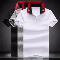 diseñador de lujo moda clásico hombre abeja bordado camisa algodón hombre diseñador tshirt blanco negro diseñador polo camisa masculina m4xl