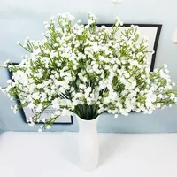 50pcs White Blue Artificial Baby Breath Flowers Artificial Gypsophila Fake Silk Flower Plant Home Wedding Party Home Decoration