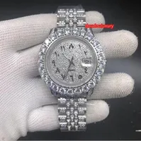 Acciaio inossidabile della vigilanza di modo diamante Prong Set Men Diamond boutique guardare arabo Digital Scale calendario vigilanza meccanica automatica