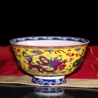 Bone China Reisschüssel Jingdezhen Keramik Haushalt einzelne Empero Drachenschüssel Chinesische hochwertige Nudelschüssel Drachenmuster