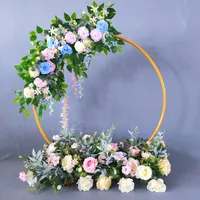 Ślub łuk metalowy koło tło kutego żelaza półka dekoracyjne rekwizyty DIY okrągły impreza tło półka stoiska kwiat