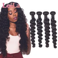 Leila Hair Brazilian Loose Deep Weave 4 Bundle Offerte Bundles 100% capelli umani Natural Black 8-30 pollici Estensioni dei capelli di Remy
