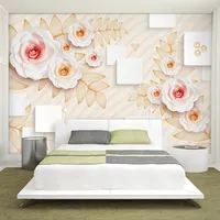 Dropship Custom Wall Paper 3D Wandbilder Tapete für Wohnzimmer Sofa TV Hintergrund 3D Stereo Relief Rose Flower Mural de Parede 3D