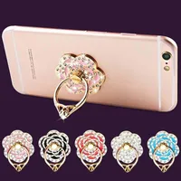360 graden mobiele telefoon standhouder vingerring met kristallen bloem diamant voor iPhone Huawei smartphone telefoon houder stand