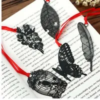 DIY Cute Kawaii Black Butterfly Feather Metal Bookmark for Book Paper Creative Items Lovely