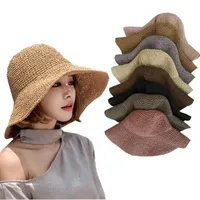 Moda Lady Hasır Şapka Yaz Güneşlik Güneş Şapka Disket Kova Kap Kadın Kadınlar Yaz Saman Plajı