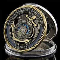 Cobre Banhado Core Hollow Valores Medal Navy Militar Militar Memorial de Coleção Compromisso Coleção 1oz Coin