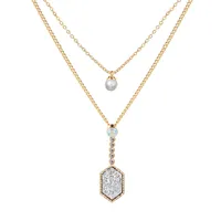 Moda 7 colores druzy drusy collar chapado en oro Faux pearl Geometry faux natural collar de resina de piedra para joyería de las mujeres