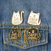 Vintage Punk Style Dog Mama Cat Lady Metal Kawaii Emalia Pin Badge Buttons Broszka Koszula Denim Kurtka Torba Dekoracyjne Broszki Dla Kobiet Mężczyzn