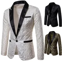 Silver Blazer Men Paisley Floral Jackets Wine Red Golden Stage Suit Jacket Elegant Wedding Mens Blazer Plus Size S-2XL