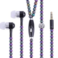 Collier coloré perle écouteurs avec micro pour iPhone Android Earpieces anniversaire beau cadeau sport stéréo Casque intra-auriculaire