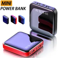 Mini Portable Power Bank 5000 10000mAh Kwadratowa bateria mobilna do uniwersalnej ładowarki telefonicznej z LED Light w pudełku