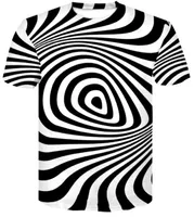 Top design barato Casual solta impressa t-shirt dos homens roupas de verão nova vertigem estereograma Abstract Imprimir manga curta T-shirt Vestuário Desporto