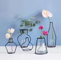 Creative Diy Vase Party Home Coremering Black Plant Pot Holder Iron Wire Flower Vases A17