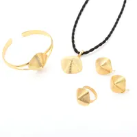 24 Karat Gold Farbe Ethiopian Schmuck Sets Anhänger Halskette Ohrringe Ring Armreif Eritreische Habesha Afrika Braut
