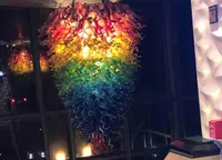 Natal decoração cor de arco-íris tamanho grande Murano arte pingente luzes led lustres de vidro soprado em vendas