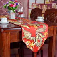 Camino de mesa de dragón Mantel de satén de seda chino Mantel de mesa rectangular Damasco de alta densidad para banquetes