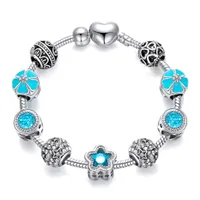 Womens Jewelry Charms Pandora Armband Pentagram Crystal Big Hole Beads DIY Beaded Nail Bracelet BR049