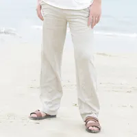 Pantalones de lino para hombre pantalones de verano casual cintura elástica suelta masculina sólida pantalones rectos más talla 3xl beachwear joggers pantalones de chándal