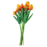 10 adet Lale Çiçek Lateks Gerçek Dokunmatik Düğün Buketi Dekor Için En Kaliteli Çiçekler (Turuncu Lale)