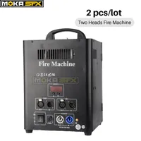 2pcs/lote Double Head Stage Flame Machine 2 canais DMX Máquina de fogo Spray alto 3m de chama de chama de estágio