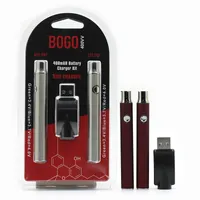 BOGO Battery Double Preheat Pen with USB Charger Blister Kit Variable Voltage Preheating 400mAh LO VV For 510 Thread Thick Oil Vertex Vape