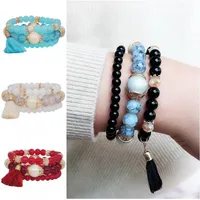 Creative Bohème douce couleur de sucrerie sauvage élastique corde multi-couches Bracelet Mode Tassel Bracelets Femmes Accessoires Bijoux