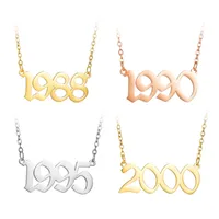 Damen Herren Jahr hängende Halskette Rose Gold / Gold / Stahl Wedding Date Jahrestag Schmuck 1987-2010 Edelstahl Geburtsjahr Ketten
