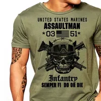 US Marines Infantería Assaultman T Shirt Men MOS 0351 USMC Ejército Manga corta Casual Tee USA Tallas grandes S-3XL CX200616