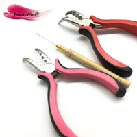 10st Curved Hair Extension Plier Micro Ring Pärlor Hårförlängning Tänger Loop Hook Curved Nose Tool Kit för att tippa