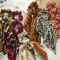 Leopard Hair Scrunchies Wstążka Scrunchie Kobiety Elastyczne Włosy Guma Band Girls Headwear Zwierząt Drukuj Ponytail Holder Włosy