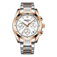 Nibosi zakenman horloge luxe merk rvs polshorloge chronograaf leger boog glas quartz horloges relogio masculino