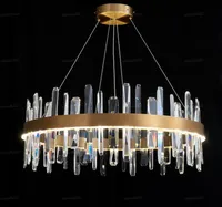 Glans kristall ring ljuskrona LED mode vardagsrum belysning enkla hem ljuskronor hängande lampor llfa