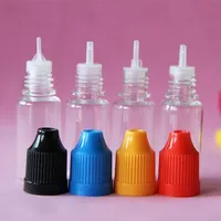 Kleurrijke 5 ml 10 ml 15 ml 20 ml 30 ml 50 ml lege E-vloeibare plastic druppelaarflessen met kindbestendig flesdop naaldtips E vloeistof