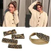 Nuovi Winter Warmer maglia fasce di modo per le donne Leopard bowknot Turbante Crochet Ampia Chic Hair Styling Accessori