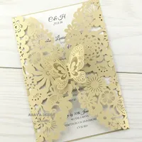Prachtige verticale laser gesneden vlinder uitnodigingen kaarten kits voor bruiloft bruids douche verjaardag en zoete 16