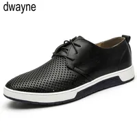 Men Casual Shoes Leather Summer Breathable Holes Flat Shoes for Men Drop Shipping dfv67